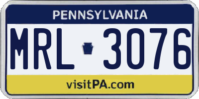 PA license plate MRL3076