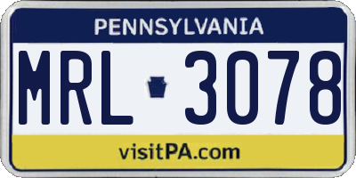 PA license plate MRL3078