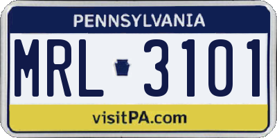 PA license plate MRL3101