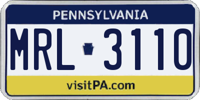 PA license plate MRL3110