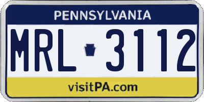 PA license plate MRL3112