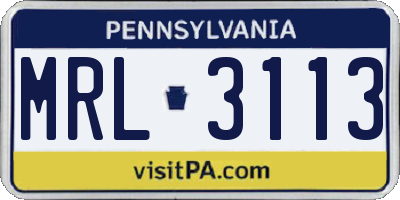 PA license plate MRL3113