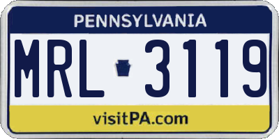PA license plate MRL3119