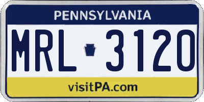 PA license plate MRL3120