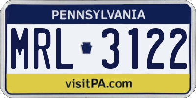 PA license plate MRL3122