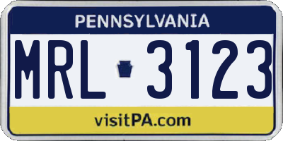 PA license plate MRL3123