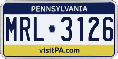 PA license plate MRL3126