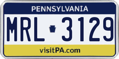 PA license plate MRL3129