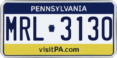 PA license plate MRL3130