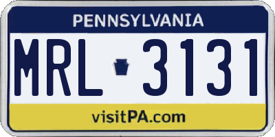 PA license plate MRL3131