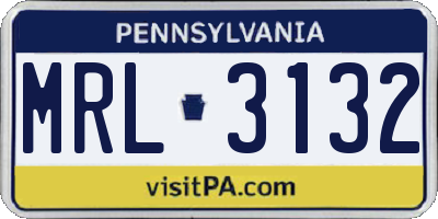 PA license plate MRL3132