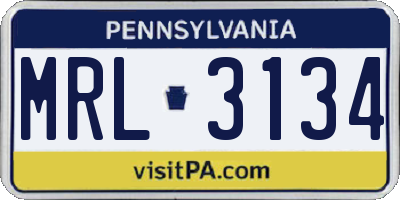 PA license plate MRL3134
