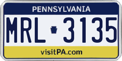 PA license plate MRL3135