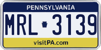 PA license plate MRL3139