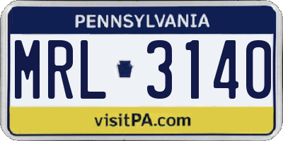 PA license plate MRL3140