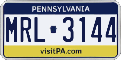 PA license plate MRL3144