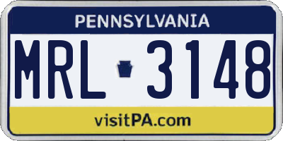 PA license plate MRL3148