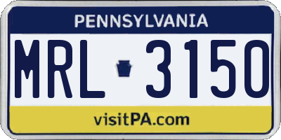 PA license plate MRL3150