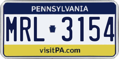 PA license plate MRL3154