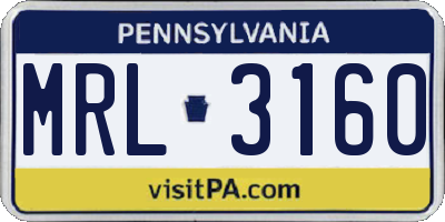 PA license plate MRL3160
