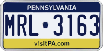 PA license plate MRL3163