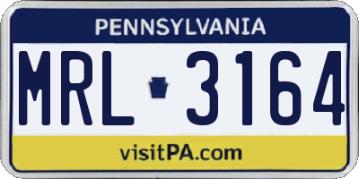 PA license plate MRL3164