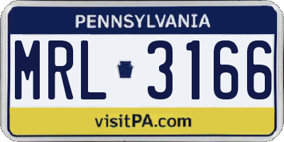 PA license plate MRL3166