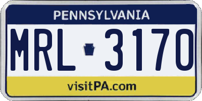 PA license plate MRL3170