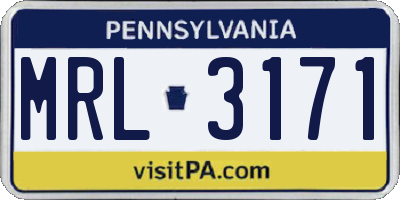 PA license plate MRL3171