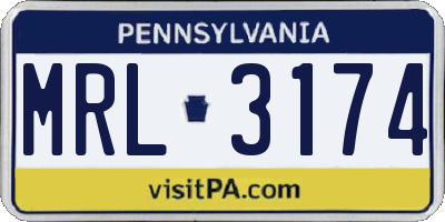 PA license plate MRL3174