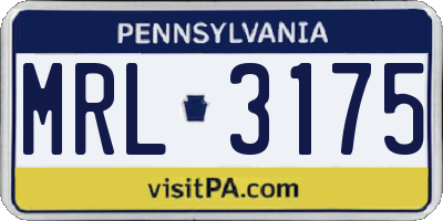 PA license plate MRL3175