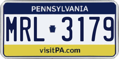 PA license plate MRL3179