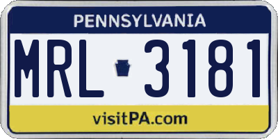 PA license plate MRL3181
