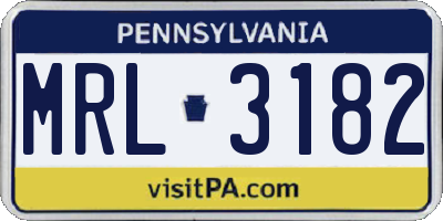 PA license plate MRL3182