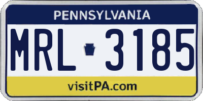 PA license plate MRL3185