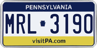 PA license plate MRL3190