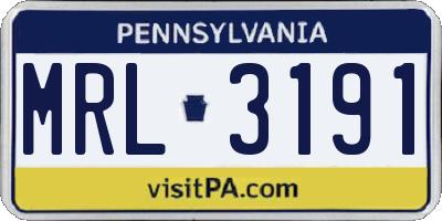 PA license plate MRL3191