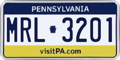 PA license plate MRL3201