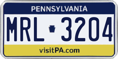PA license plate MRL3204
