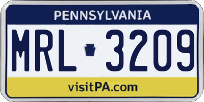 PA license plate MRL3209