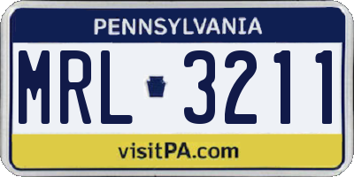 PA license plate MRL3211