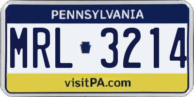 PA license plate MRL3214