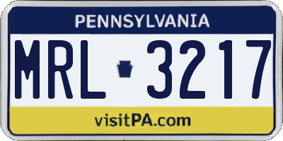 PA license plate MRL3217
