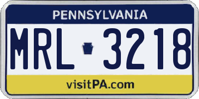 PA license plate MRL3218