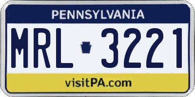 PA license plate MRL3221