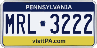 PA license plate MRL3222