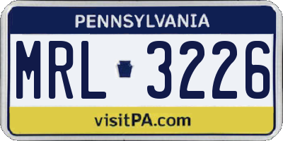 PA license plate MRL3226
