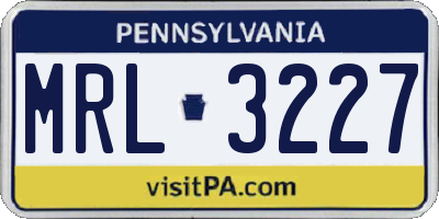PA license plate MRL3227