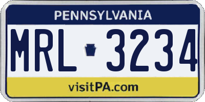 PA license plate MRL3234