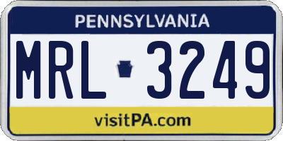 PA license plate MRL3249